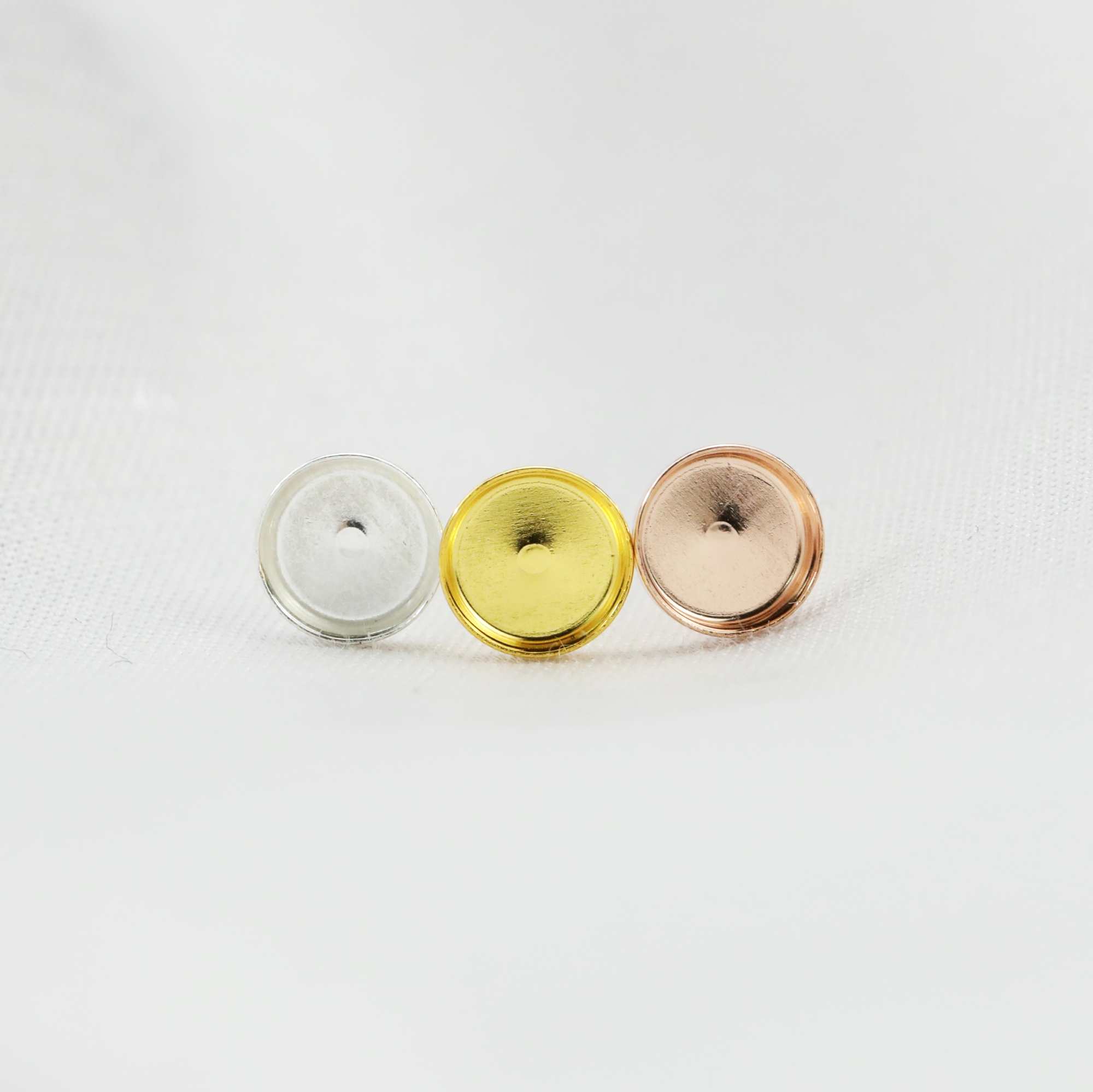 Round Bezel Studs Earrings Settings Solid 925 Sterling Silver for Cabochon Gemstone Resin DIY Supplies 1702228 - Click Image to Close